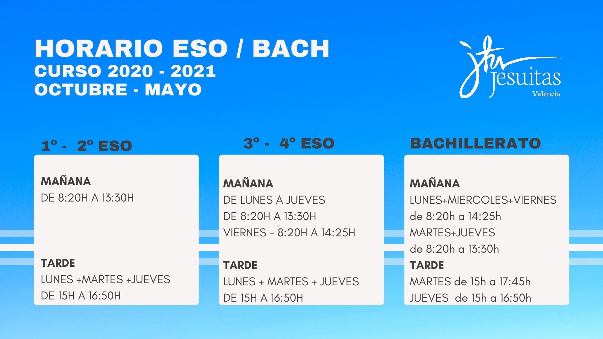 Nuevos horarios a partir de octubre